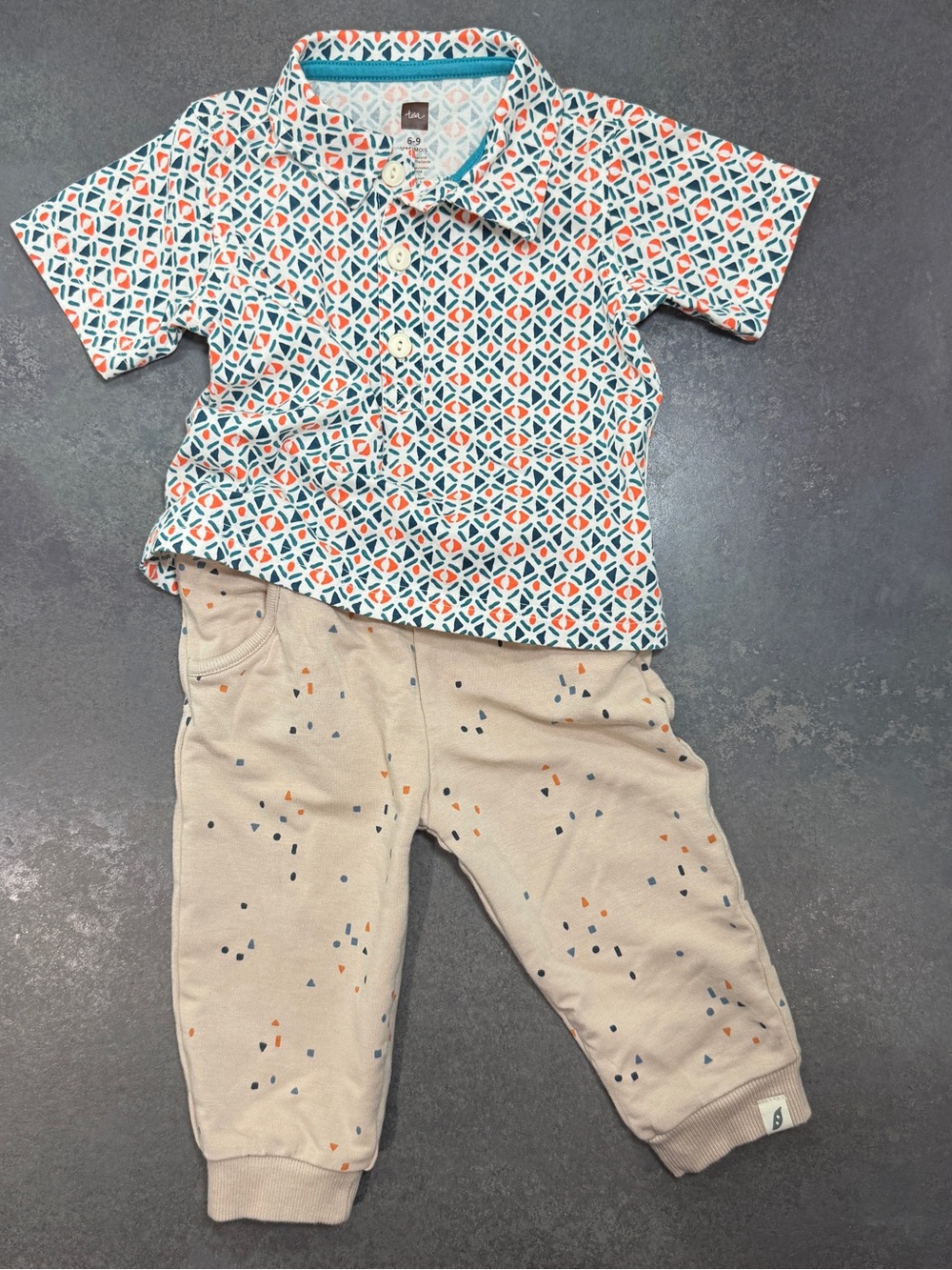Tea Collection 6-9M Polo Shirt Jogger Set Baby Boy Outfit Easy Peasy